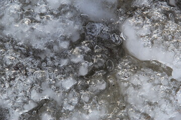 frozen bubbles in the ice