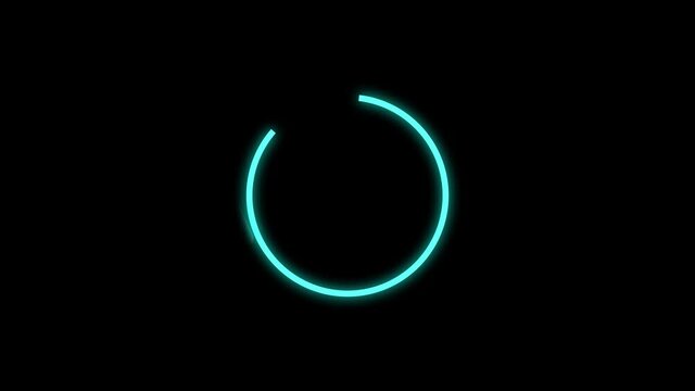 Glowing neon disabled person icon animation on black background. 4K Video motion graphic animation.