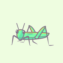 Simple grasshopper illustration. Vector design