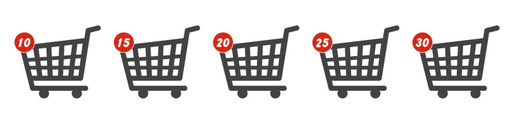 Online shopping cart icon design with notification about numbers of items in the shopping cart. illustration.