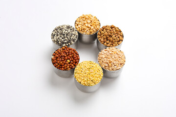 Indian Beans and Pulses in bowl on white background