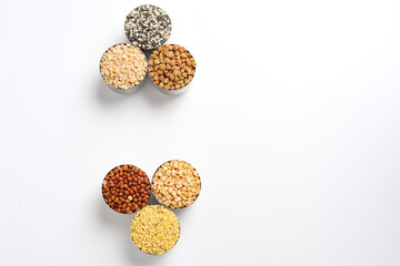 Indian Beans and Pulses in bowl on white background