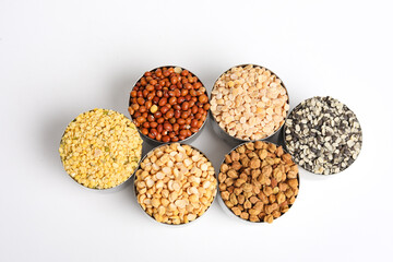 Indian Beans and Pulses in bowl on white background