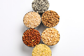 Indian Beans and Pulses in bowl on white background