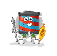 barber shop african tribal fighter mascot. cartoon vector