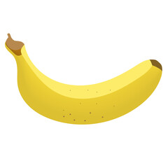 Banana is drawn in a cartoon style, flat fruit. Splash icon, yellow product for vegetarian food.