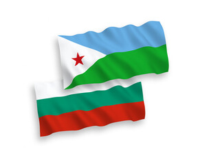Obraz premium Flags of Republic of Djibouti and Bulgaria on a white background