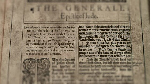 The General Epistle Of Jude - Slider Shot, Old Paper Bible, King James Bible
