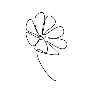 recommend clip art: vector single line illustration of a flower, outline daisy