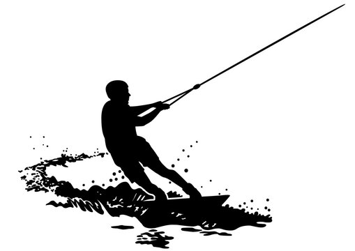 black silhouette wakeboarder water action clip art preview
