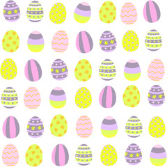Spring cute white pattern with egg. Happy easter seamless background. Textiles for children. Digital paper scrapbook.