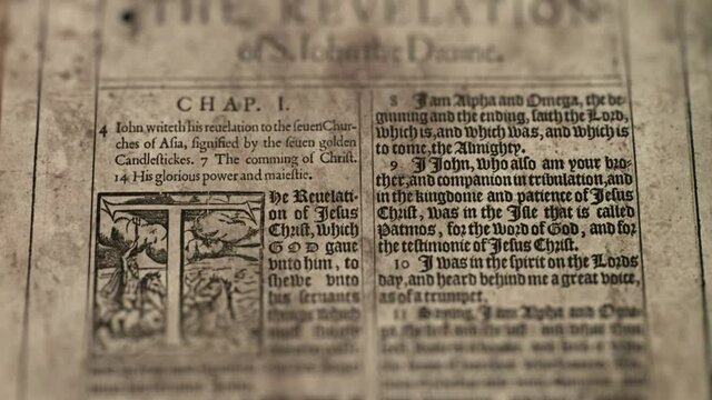 The Revelation Of S.John - Slider Shot, Old Paper Bible, King James Bible