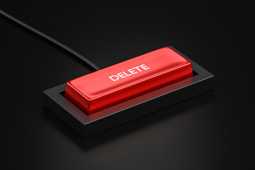Delete shortcut button and remove or erase keyboard concept of control keypad background. 3D rendering.