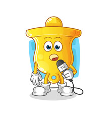 bell tv reporter cartoon. cartoon mascot vector