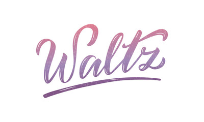Vector illustration of waltz isolated lettering for banner, poster, business card, dancing club advertisement, signage design. Creative handwritten text for the internet or print
