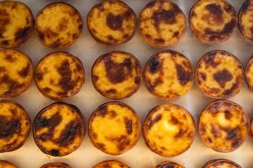 Portugese pastries - pasteis de nata. Delicious home made cuisine. Typical for Lisbon region.