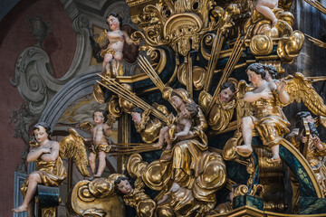 LVIV, UKRAINE - March 2021: Interior of The Bernardine church and monastery, today the Greek...