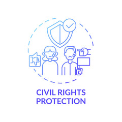 Civil rights protection concept icon. Legal services types. Legal protection of laws and rules that grant freedome idea thin line illustration. Vector isolated outline RGB color drawing