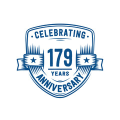 179 years anniversary celebration shield design template. 179th anniversary logo. Vector and illustration. 