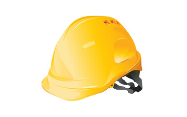 Yellow hard hat isolated on white background, construction concept, vector design.