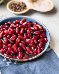 red canned beans keto or paleo diet portion on the table healthy meal top view copy space food background rustic 