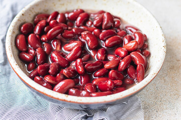 red canned beans keto or paleo diet portion on the table healthy meal top view copy space food background rustic 