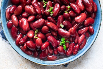 red canned beans keto or paleo diet portion on the table healthy meal top view copy space food background rustic 