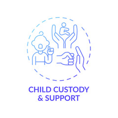 Child custody and support concept icon. Domestic violence survivors support. Government protecting children rights idea thin line illustration. Vector isolated outline RGB color drawing