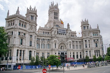 Fototapeta na wymiar The Cybele Palace or Palacio de Cibeles is a palace located on the Plaza de Cibeles in Madrid city centre, Spain.