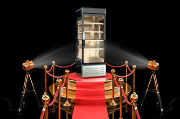 Podium with display case, chiller, showcase. 3D rendering