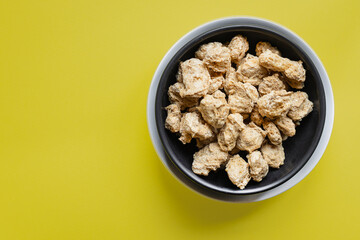 seitan soy meat raw pieces ready to cook snack healthy meal vegan or vegetarian food background image copy space 