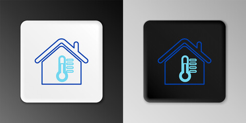 Line House temperature icon isolated on grey background. Thermometer icon. Colorful outline concept. Vector