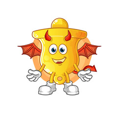 bell demon with wings character. cartoon mascot vector