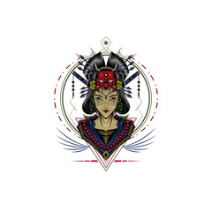 geisha logo illustration with high quality