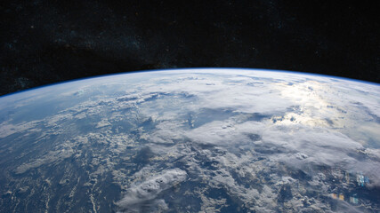 Fototapeta na wymiar View of Earth planet in outer space. Elements of this image furnished by NASA.