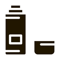 Obraz premium thermos with liquid icon Vector Glyph Illustration