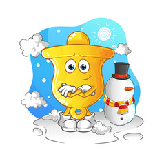 bell in cold winter character. cartoon mascot vector
