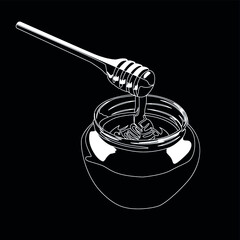 honey in the jar white on black background