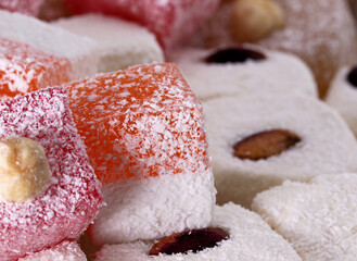 close-up Turkish delight on  background