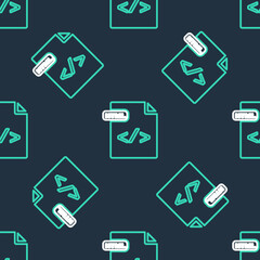 Line HTML file document. Download html button icon isolated seamless pattern on black background. HTML file symbol. Markup language symbol. Vector
