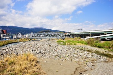 Kanagawa, Japan - March 2021: The estuary of Haya river, Spring time  - 早川の河口 神奈川県 日本