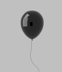 Black balloons in isolate backround ,3d illustration.