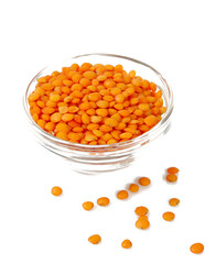 red lentils isolated on white background