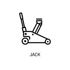 The car jack icon. Wheel replacement equipment. Tire fitting tools. Vector sign in a simple style isolated on a white background. 64x64 pixel.