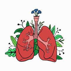 Lung health vector illustration. Coronavirus banner for awareness and alert against disease spread with empty space for text. Smoker pulmonary pneumonia diagnosis.