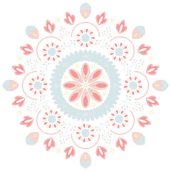 Ornamental flower mandala. Isolated vector illustration. Pastel colors style