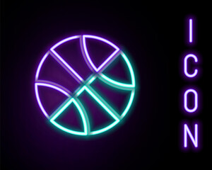 Glowing neon line Basketball ball icon isolated on black background. Sport symbol. Colorful outline concept. Vector
