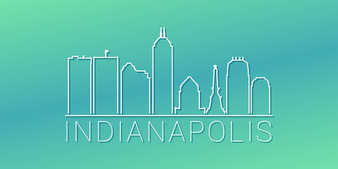 Indianapolis, IN, USA Skyline Linear Design. Flat City Illustration Minimal Clip Art. Background Gradient Travel Vector Icon.