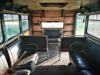 interior of an old Polish Militia car