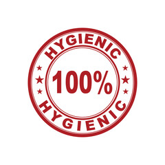 Hygienic red vector seal isolated on white background